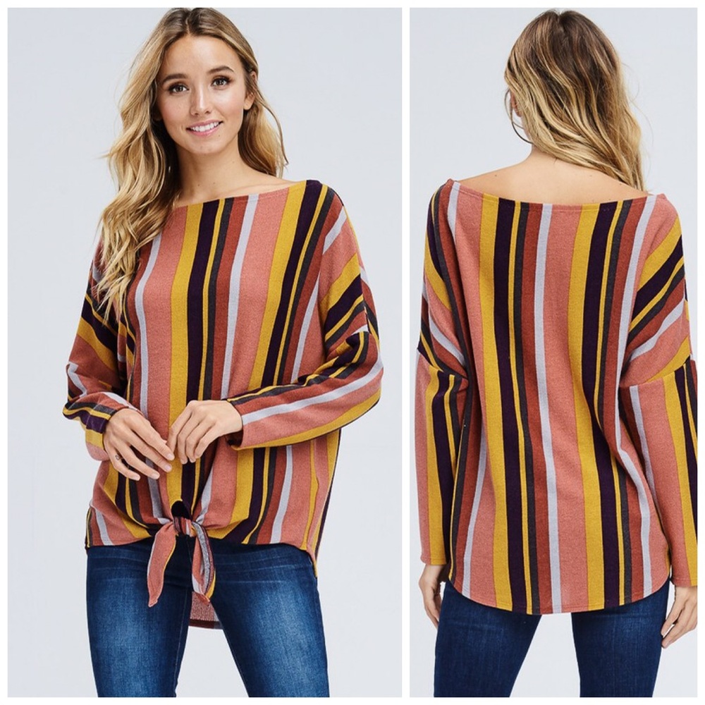 ❤️LAST 1! Super Soft Fall Colors Front Tie Top! - Picture 6 of 8